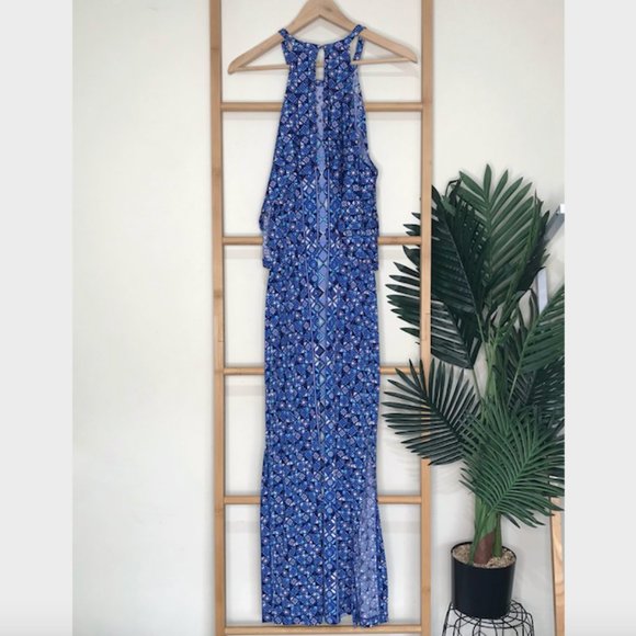 Tigerlily Blue Geometric Print Totem Midi Dress 8 - Picture 3 of 12